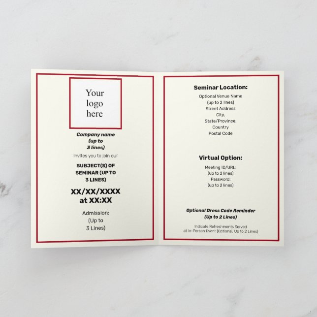 Invitación Foto/Logo Burgu./Cream I Hybrid Sem. (Interior)