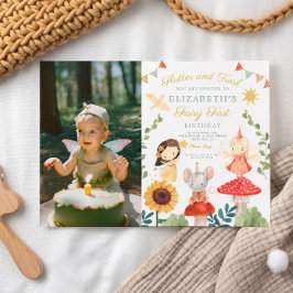 Invitación Foto mágica de hadas encantadas primer cumpleaños