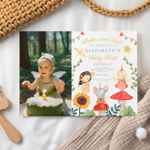 Invitación Foto mágica de hadas encantadas primer cumpleaños