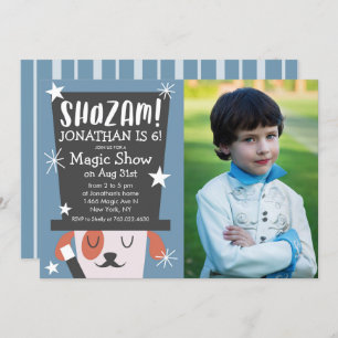 Invitación Foto mágica del mago del perro de la fiesta de