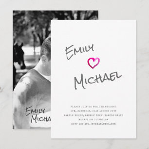 Invitación FOTO manuscrita de tieset invita a evento de parej