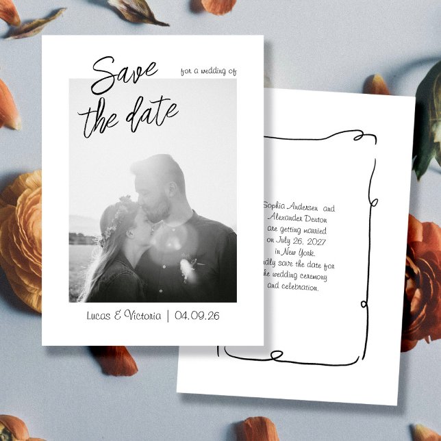 Invitación Foto manuscrita de Whimsical guardar la fecha (Subido por el creador)