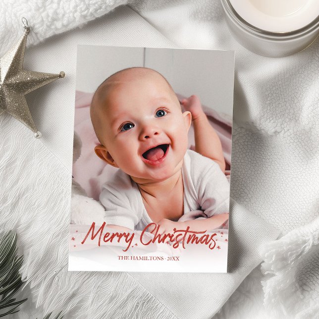 Invitación Foto manuscrita del Purpurina rojo Feliz Navidad (Subido por el creador)
