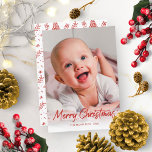 Invitación Foto manuscrita del Purpurina rojo Feliz Navidad<br><div class="desc">Sencilla tarjeta de Navidades de fotos lindo,  con un tipo de letra manuscrita de purpurina dorado,  genial para imágenes ligeras.</div>