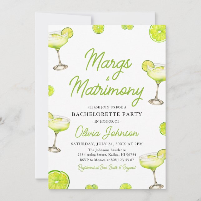 Invitación Foto Margs & Matrimony Cocktail Bachelorette (Anverso)