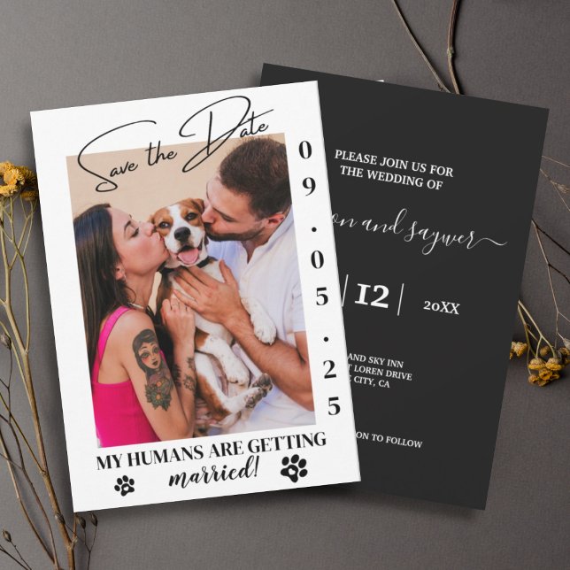Invitación Foto mascota Boda simple Guardar la fecha en línea (Subido por el creador)