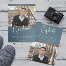 Invitación Foto Masculina Moderna Azul