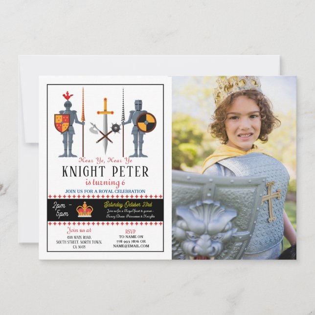 Invitación Foto medieval de la Fiesta del Cumpleaños de los C (Anverso)