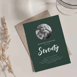 Invitación Foto mínima de guión 70 cumpleaños Esmeralda