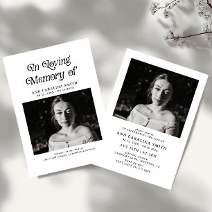 Invitación Foto Mínima Del Funeral Retro En La Memoria Amable