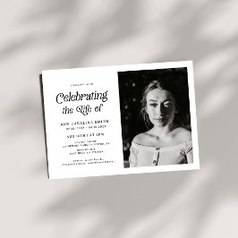 Invitación Foto mínima del funeral retro que celebra la vida