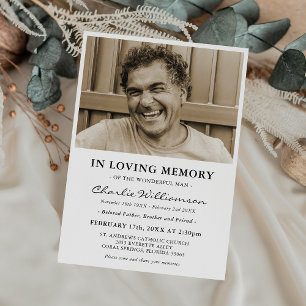 Invitación Foto Mínima En Memoria Funeral