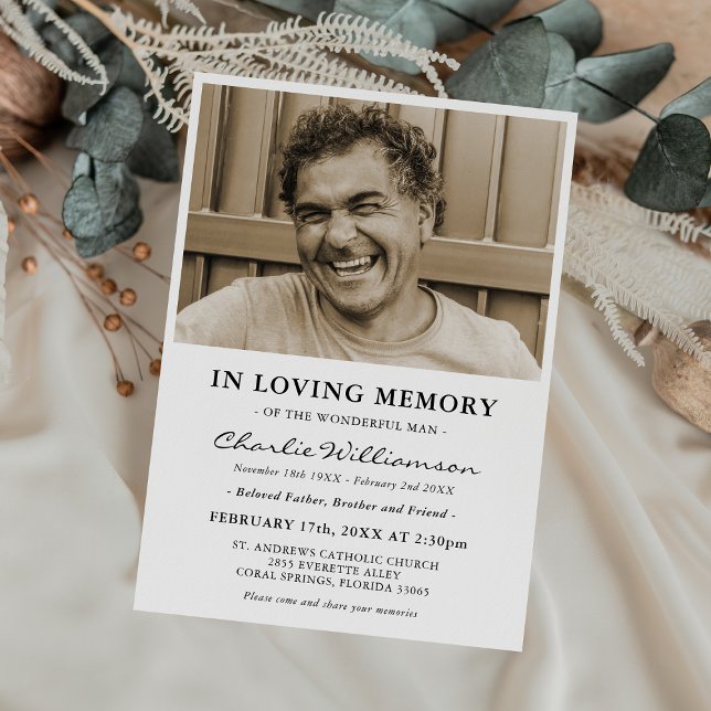 Invitación Foto Mínima En Memoria Funeral (Subido por el creador)