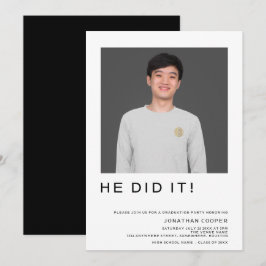 Invitación Foto Mínima Que Él Hizo La Graduación De Blanco Ne