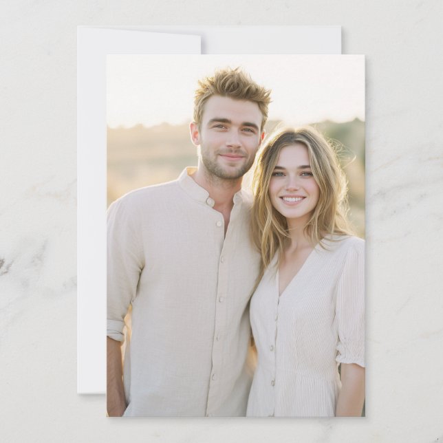 Invitación Foto minimalista beige romántica (Anverso)
