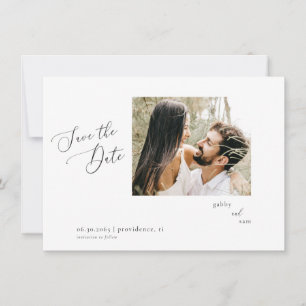 Invitación Foto minimalista Boda Blanca Salven la Fecha QR