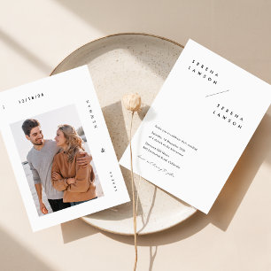 Invitación Foto minimalista Boda moderno blanco y negro