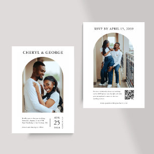 Invitación Foto minimalista de 2 arcos Código QR todo en un B