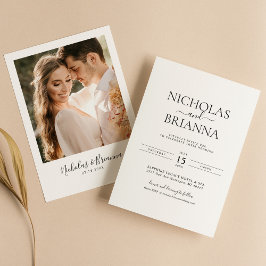 Invitación Foto minimalista de Boda moderno en blanco y negro