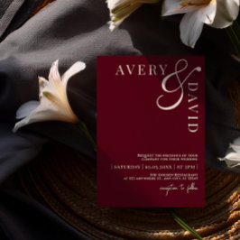 Invitación Foto minimalista de color rojo Boda moderno