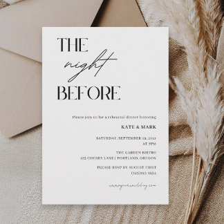 Invitación Foto minimalista de la cena de ensayo de la noche