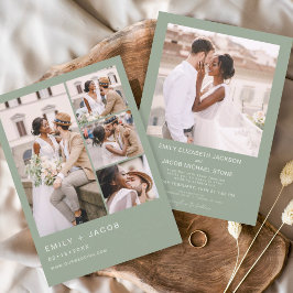 Invitación Foto Minimalista de Sage Green Cinco Bodas de foto