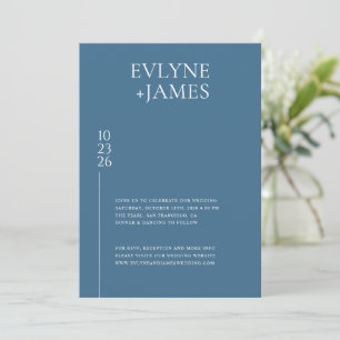 Invitación Foto minimalista del Boda moderno azul turbulento