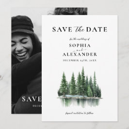 Invitación Foto minimalista del bosque de pinos de invierno G