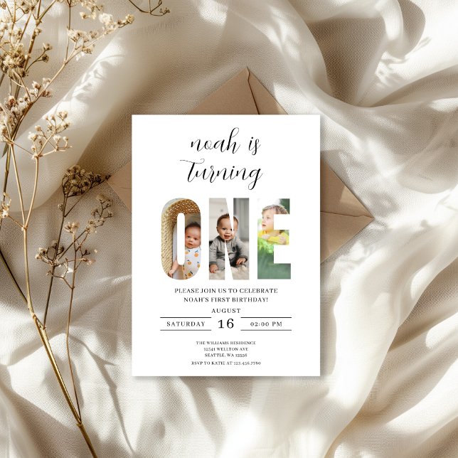 Invitación Foto minimalista del primer cumpleaños (Subido por el creador)