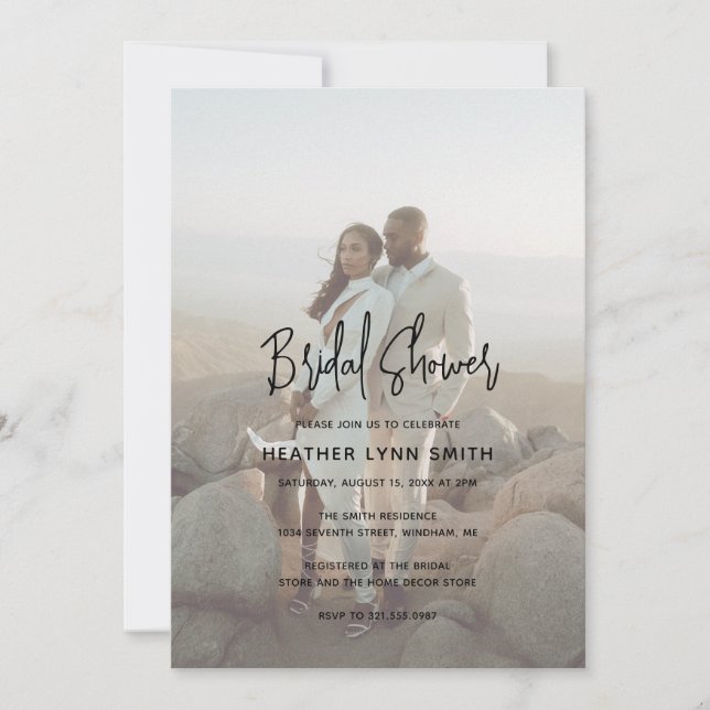 Invitación Foto minimalista ducha de novia moderna (Anverso)