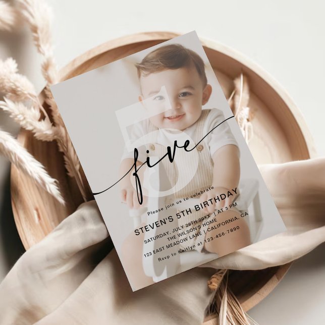 Invitación Foto minimalista Fiesta de cumpleaños 5 (Subido por el creador)