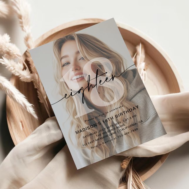 Invitación Foto minimalista Fiesta de cumpleaños número 18 (Subido por el creador)