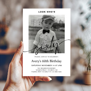 Invitación Foto minimalista masculina moderna para 60 cumplea