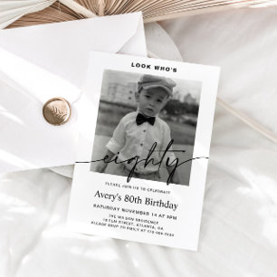 Invitación Foto minimalista masculina moderna para 80 cumplea