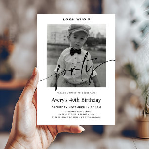 Invitación Foto minimalista masculina moderna para cumpleaños