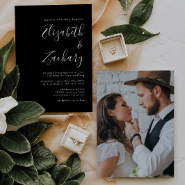 Invitación Foto Minimalista moderna Boda blanco y negro