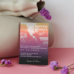 Invitación Foto minimalista moderna código QR