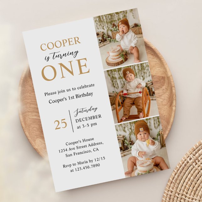 Invitación Foto Minimalista moderna Cumpleaños 1 (Subido por el creador)