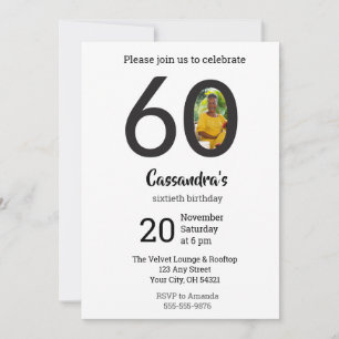Invitación Foto Minimalista Moderna Cumpleaños 60