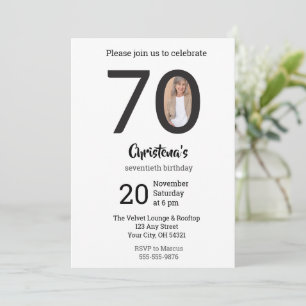 Invitación Foto Minimalista Moderna Cumpleaños 70