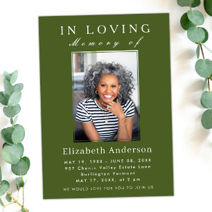 Invitación Foto Minimalista moderna de Funeral Simple Script