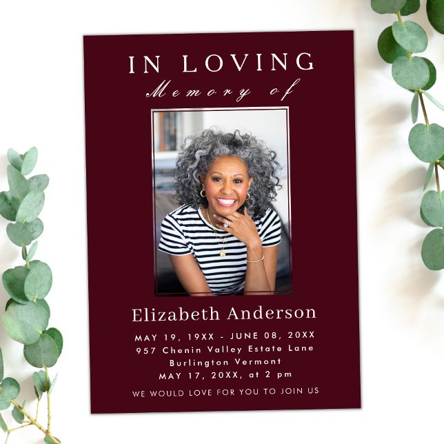Invitación Foto Minimalista moderna de Funeral Simple Script (Subido por el creador)