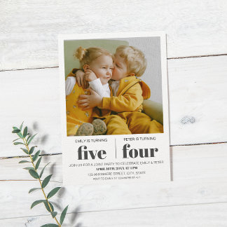 Invitación Foto Minimalista moderna de la fiesta de cumpleaño