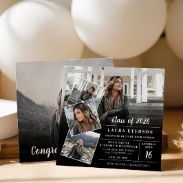 Invitación Foto minimalista moderna en blanco y negro de grad