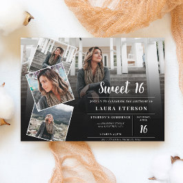 Invitación Foto minimalista moderna en blanco y negro Sweet 1