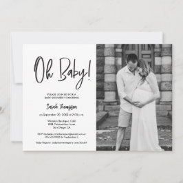 Invitación Foto minimalista moderna Oh Baby Shower