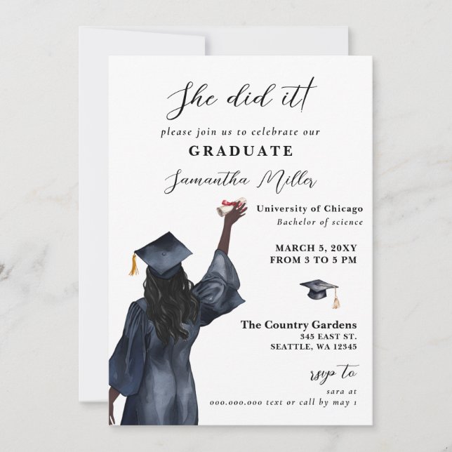 Invitación Foto Minimalista Moderna Que Hizo Graduación (Anverso)