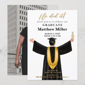 Invitación Foto Minimalista Moderna Que Hizo Graduación