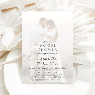 Invitación Foto minimalista moderna y simple ducha de novia
