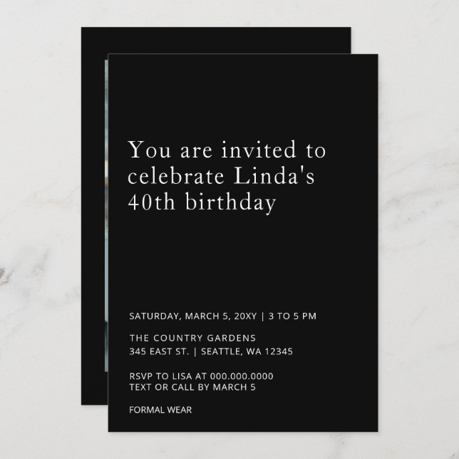 Invitación Foto Minimalista simple cualquier año Cumpleaños (Anverso / Reverso)